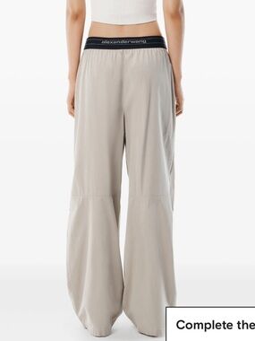 Alexander Wang Beige Wide-Leg Logo Waistband Chinos